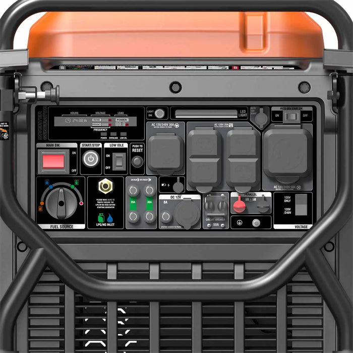 10500 Watt Digital Inverter Hybrid Portable Generator, Tri-Fuel Capabilities (Gas/LPG/NG), 8hrs 50% Load Run Time, CETL,ETL Certified For Canada/US, EPA emissions compliance, TMG-GDI105