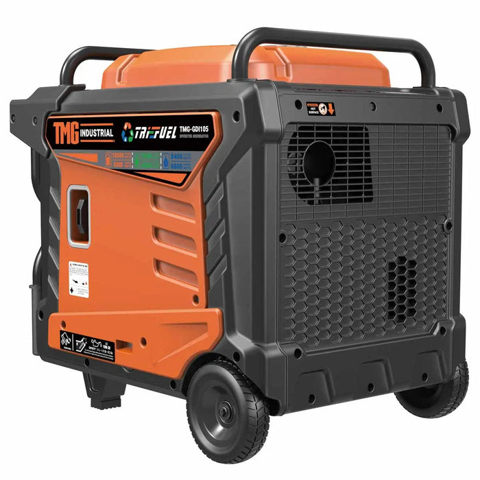 10500 Watt Digital Inverter Hybrid Portable Generator, Tri-Fuel Capabilities (Gas/LPG/NG), 8hrs 50% Load Run Time, CETL,ETL Certified For Canada/US, EPA emissions compliance, TMG-GDI105