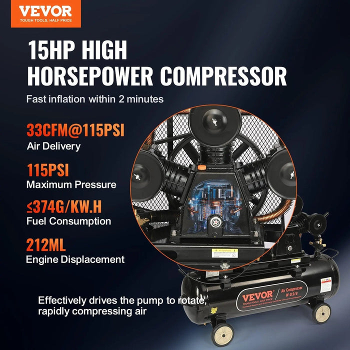 15HP Gas Air Compressor, 30 Gallon Tank, Heavy-Duty Performance, Portable Design, DOBA-AC30G