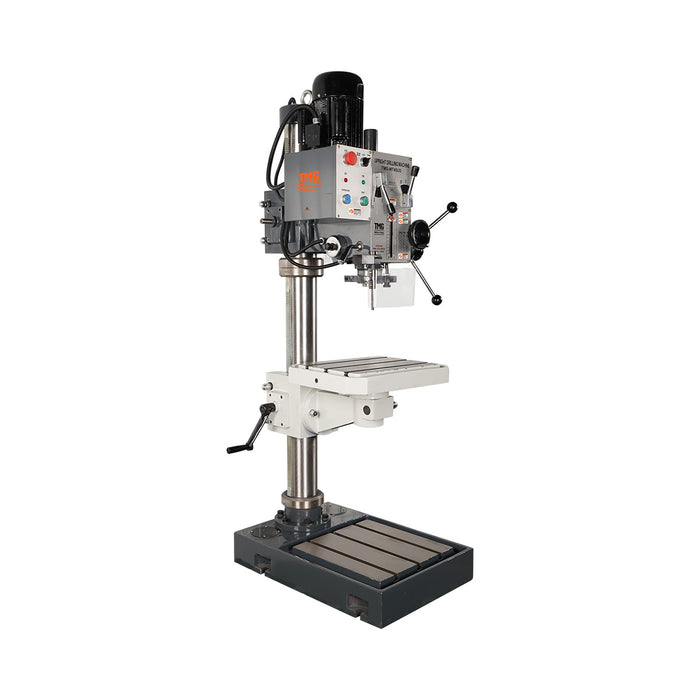 TMG-MT45UD heavy duty drilling tapping milling machine with 2 HP motor, 360° swivel head and extra-tall column
