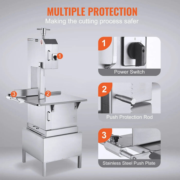 2200W Electric Meat Bandsaw, Up to 8.7" Cutting Thickness, Stainless Steel, 3300lbs of Meat/ hr, DOBA-EMB9