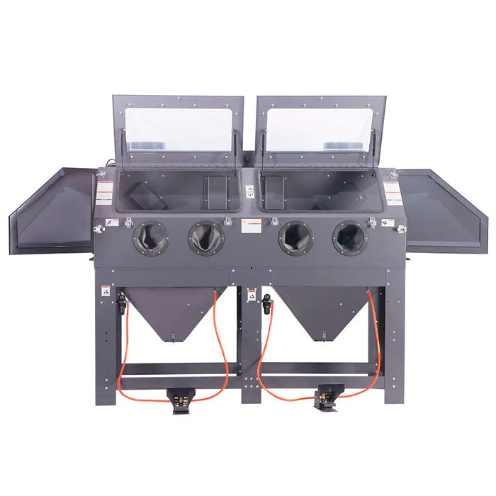235-gallon dual station cabinet sandblaster with ETL certified vacuum system, side-by-side dual operator design, foot pedal control, and large viewing windows – TMG-ABC88.