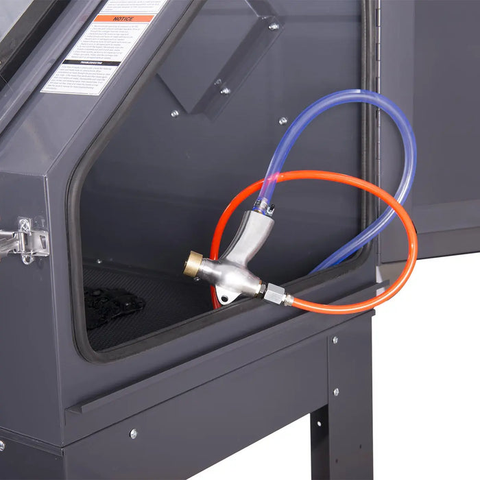 235-gallon dual station cabinet sandblaster with ETL certified vacuum system, side-by-side dual operator design, foot pedal control, and large viewing windows – TMG-ABC88.