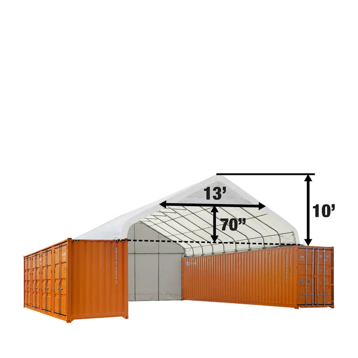 30' x 40' PVC Fabric Container Peak Roof Shelter with End Wall & Partial Front Drop Pro Series, Fire Retardant, Water Resistant, UV Protected, TMG-ST3041CVF