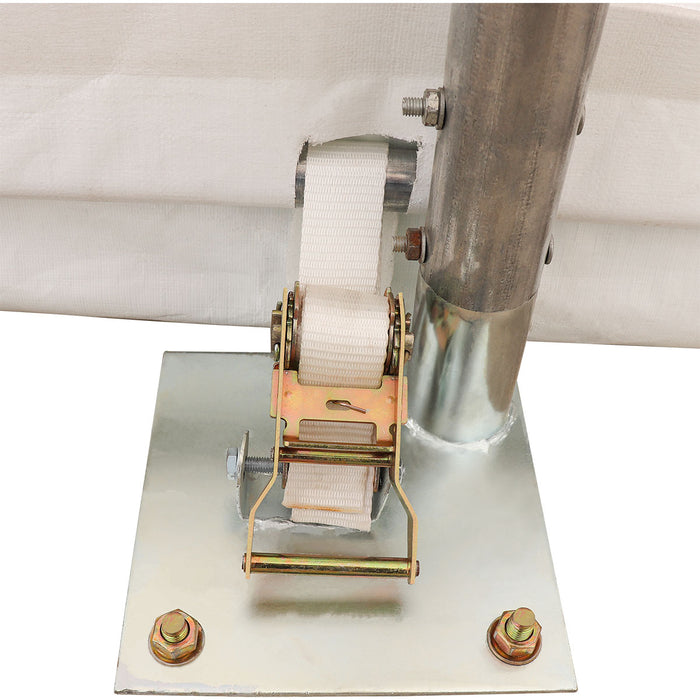 TMG-ST3042E 30x42 peak ceiling storage shelter with 11 oz PE cover, galvanized steel frame, roll-up doors, and 1200 sq ft covered space for equipment storage