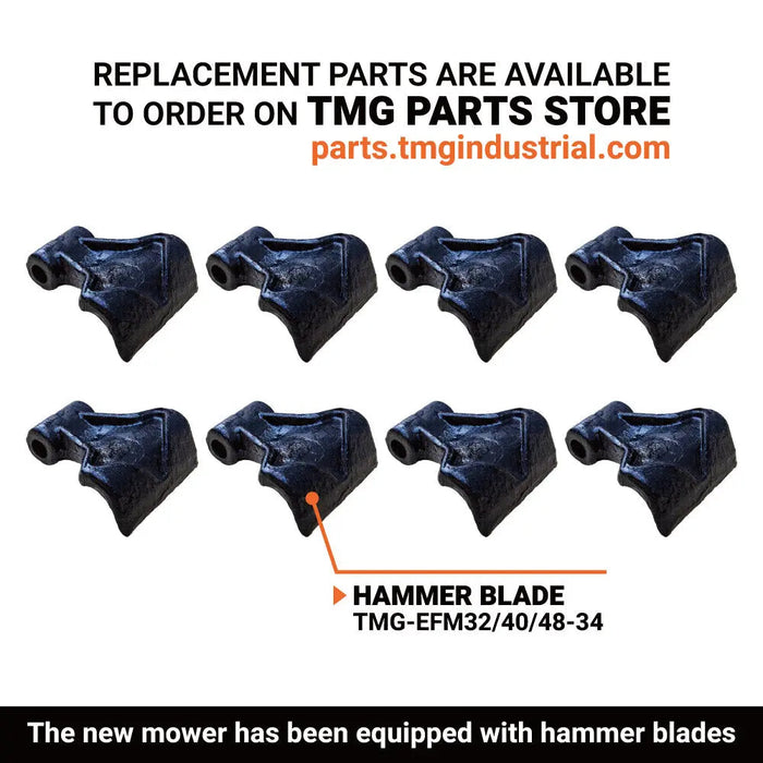 32" Excavator Brush Flail Mower, 3 to 5-ton Carrier, 10-16 GPM, TMG-EFM32