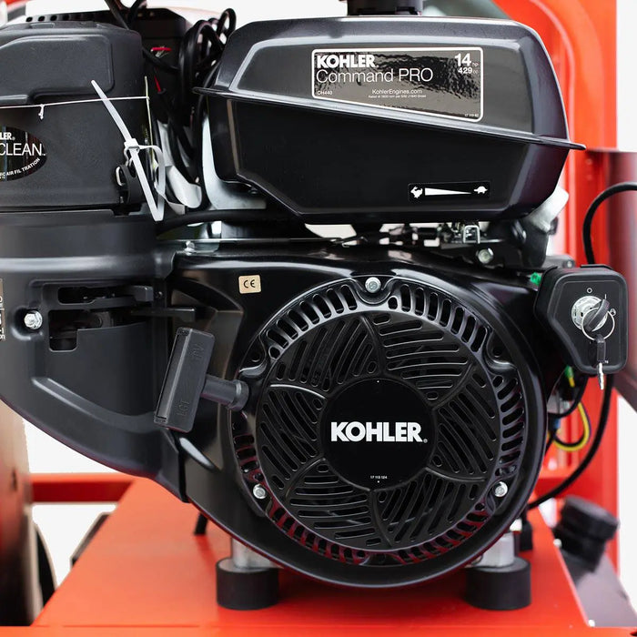 TMG-HW42R 4000 PSI hot water pressure washer with 85' hose reel and 14 HP Kohler engine