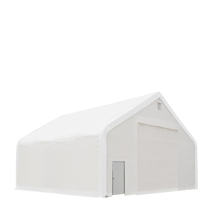 TMG-DT4042 40' x 40' dual truss storage shelter with heavy duty 21 oz PVC cover and drive-through doors
