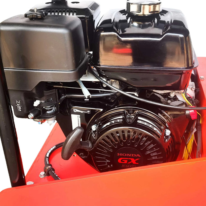 TMG-PC50H plate compactor with 50 kN (11,240 lbf) force and 13 HP Honda GX390 engine, built for heavy-duty ground compaction on soil, gravel, and asphalt.