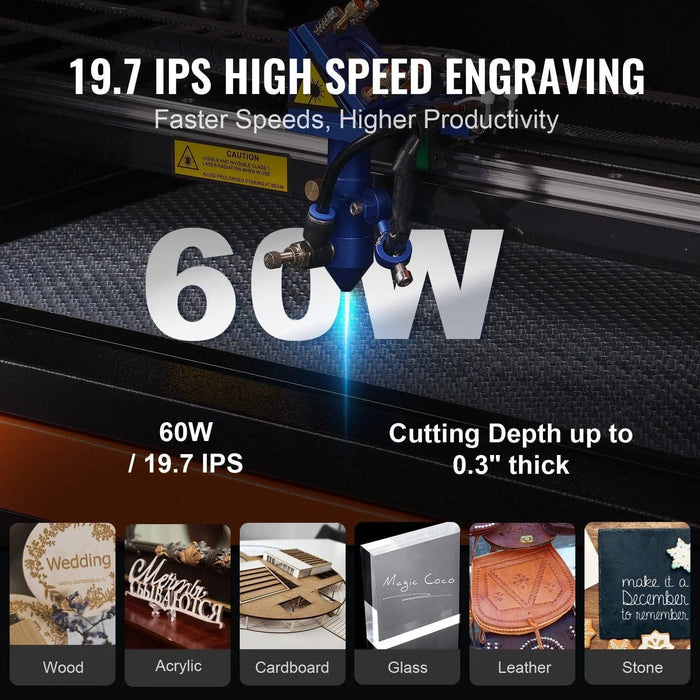 60W  CO2 Laser Engraver, 16" x 24", 19.7 IPS Laser Cutter Machine, DOBA-LE60