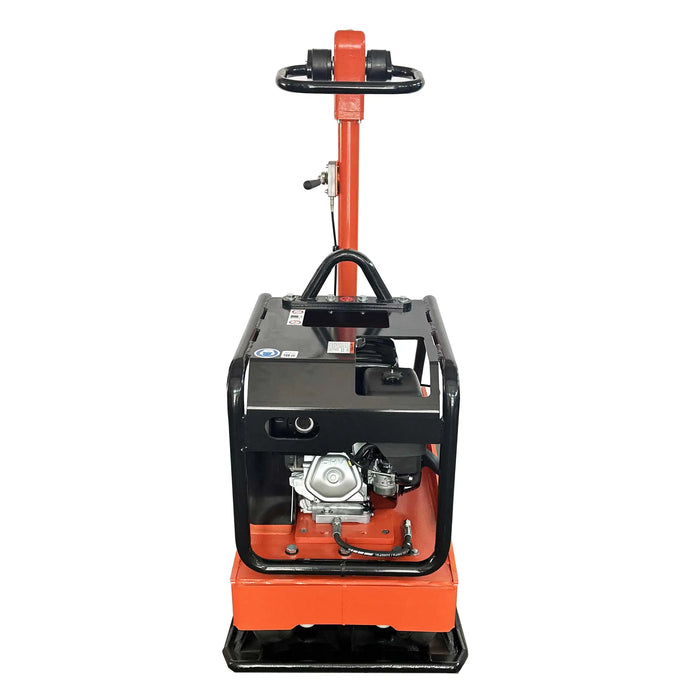 60 kN hydraulic reversible plate compactor with 13 HP Honda GX390 engine, ductile iron base, anti-vibration handle, and sealed clutch system – TMG-PC60H.