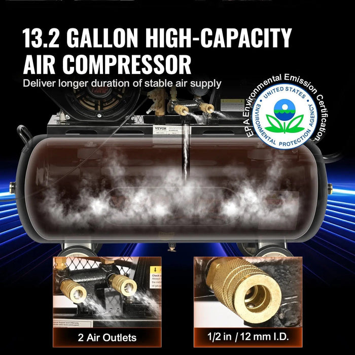 13.2 Gallon Tank Gas-Powered Air Compressor, 7HP, Heavy-Duty Portable Design, DOBA-AC13G