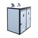 TMG-FTD07 7ft portable restroom with two private stalls, ceramic toilets, triangular sinks, and solar exhaust fan in durable steel frame