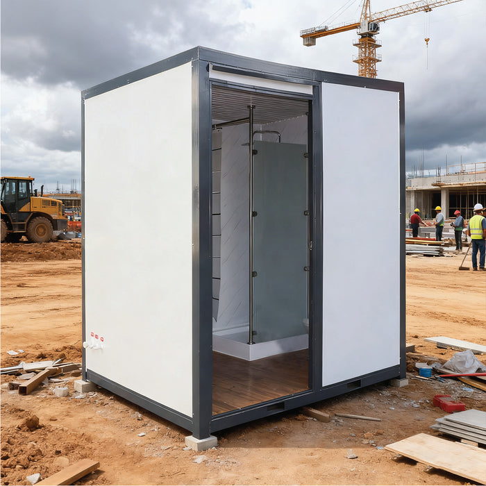 TMG-FTB76 portable shower bathroom, 7’, glass shower, ceramic toilet