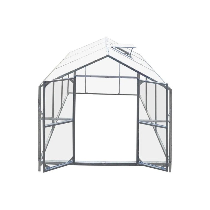 8' x 10' Greenhouse with Galvanized Steel Frame, Polycarbonate Twin-Wall Roof and Crystal-Clear Solid Walls TMG-GH811
