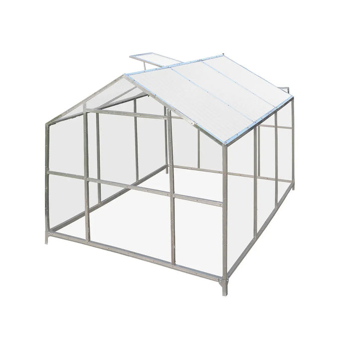 8' x 10' Greenhouse with Galvanized Steel Frame, Polycarbonate Twin-Wall Roof and Crystal-Clear Solid Walls TMG-GH811