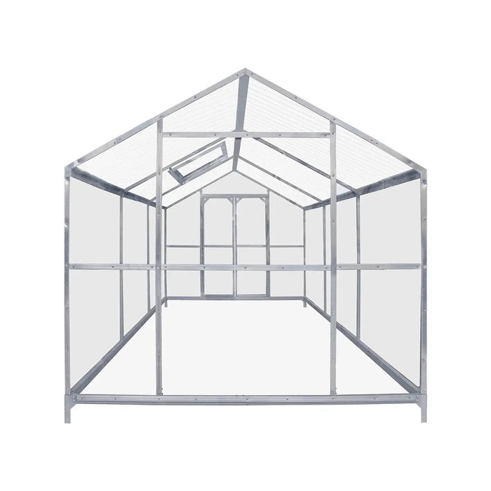 8' x 10' Greenhouse with Galvanized Steel Frame, Polycarbonate Twin-Wall Roof and Crystal-Clear Solid Walls TMG-GH811