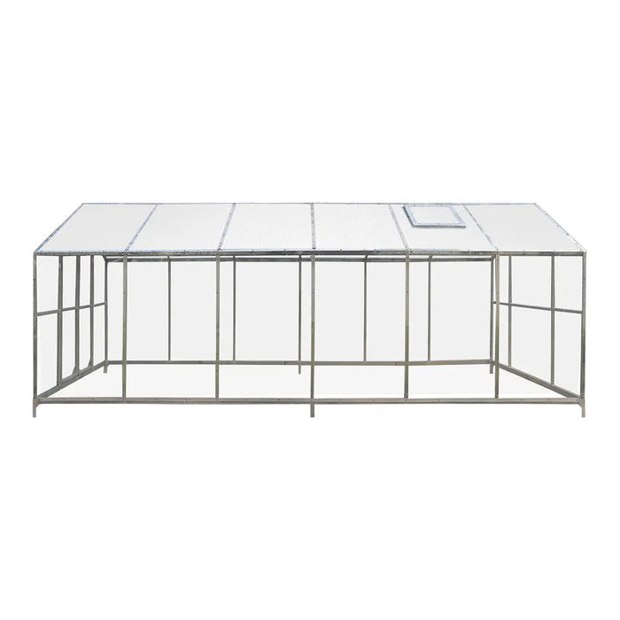 8' x 20' Greenhouse with Galvanized Steel Frame, Polycarbonate Twin-Wall Roof and Crystal-Clear Solid Walls TMG-GH821
