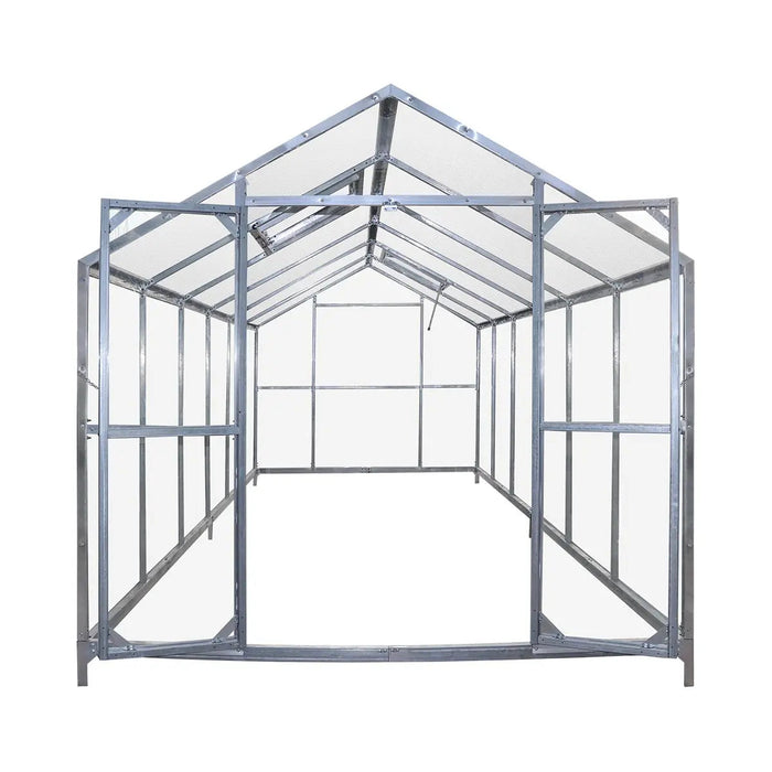 8' x 20' Greenhouse with Galvanized Steel Frame, Polycarbonate Twin-Wall Roof and Crystal-Clear Solid Walls TMG-GH821