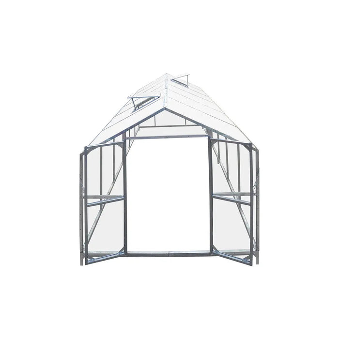 8' x 20' Greenhouse with Galvanized Steel Frame, Polycarbonate Twin-Wall Roof and Crystal-Clear Solid Walls TMG-GH821