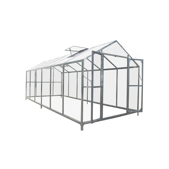 8' x 20' Greenhouse with Galvanized Steel Frame, Polycarbonate Twin-Wall Roof and Crystal-Clear Solid Walls TMG-GH821