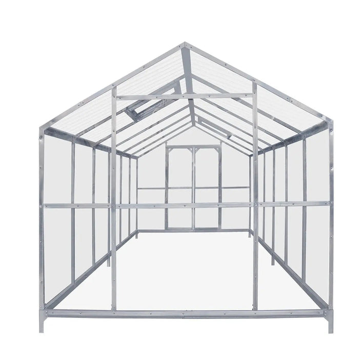 8' x 20' Greenhouse with Galvanized Steel Frame, Polycarbonate Twin-Wall Roof and Crystal-Clear Solid Walls TMG-GH821