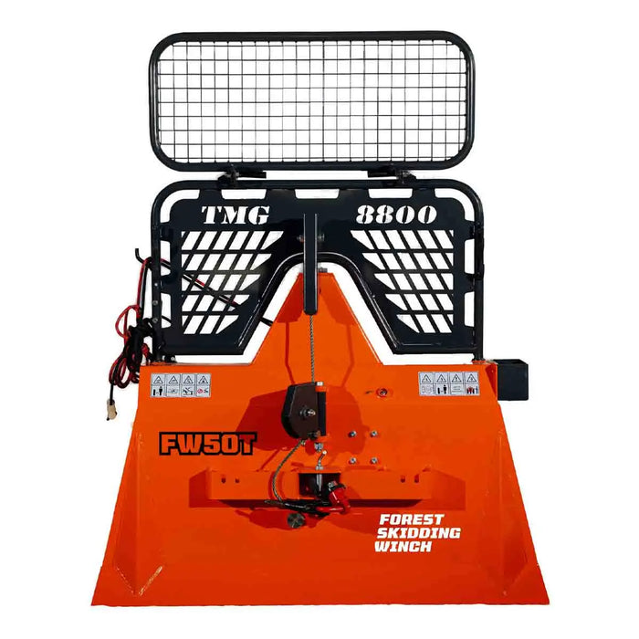 8,800-lb Log Skidding Winch Pro Attachment for 30-50 HP Tractors, 3-Point Hitch, 200' Steel Cable