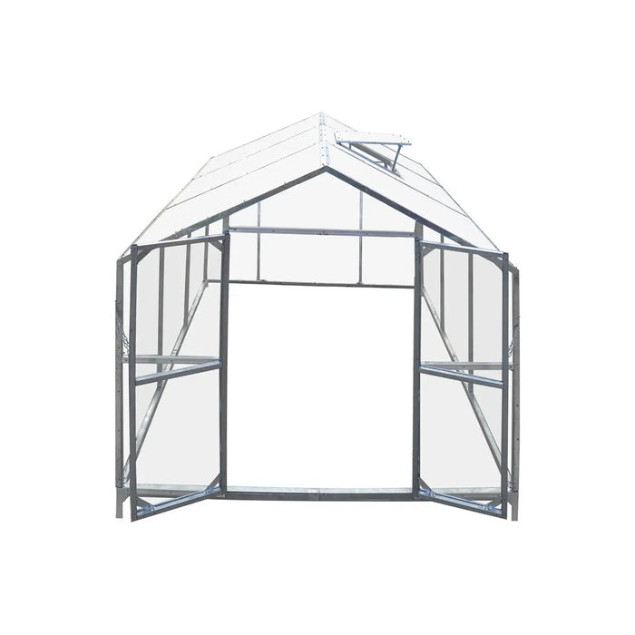 8' x 10' Greenhouse with Galvanized Steel Frame, Polycarbonate Twin-Wall Roof and Crystal-Clear Solid Walls TMG-GH811 - TMG Industrial