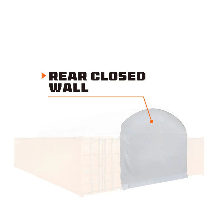 Back End Wall Kit, Compatible with TMG-DT2041CV container shelters installed with the standard height containers (8’6"), TMG-DT20BW8V