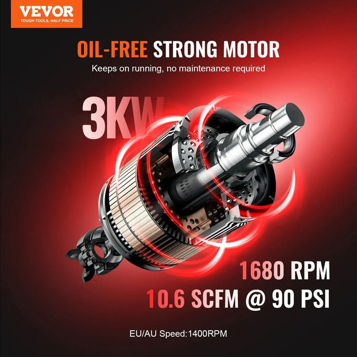 20 Gallon Oil-Free Air Compressor, Compact & Lightweight Design, Hassle-Free Operation, DOBA-AC20L