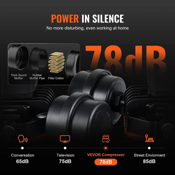 20 Gallon Oil-Free Air Compressor, Compact & Lightweight Design, Hassle-Free Operation, DOBA-AC20L