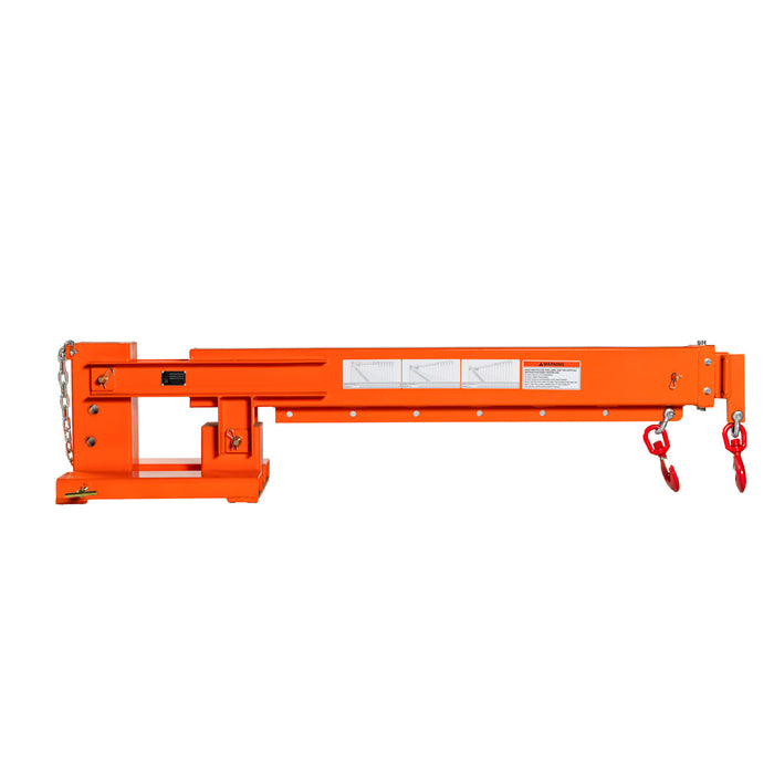 TMG-FJC66P Forklift Telescoping Pivoting Jib Crane, 6600 lb capacity with adjustable 30”-138” boom and lock pin safety