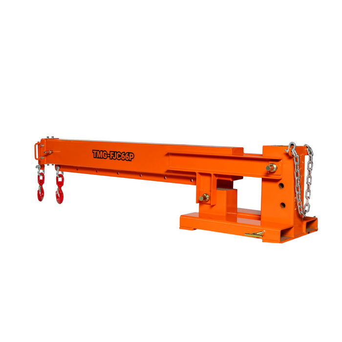 TMG-FJC66P Forklift Telescoping Pivoting Jib Crane, 6600 lb capacity with adjustable 30”-138” boom and lock pin safety