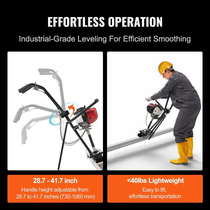 Gas Concrete Screed, 4-Stroke Vibrating Motor, Heavy-Duty Paving Tool, Smooth Finishing Performance, DOBA-GCS4