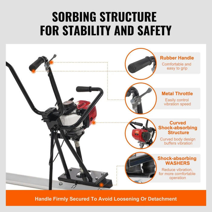 Gas Concrete Screed, 4-Stroke Vibrating Motor, Heavy-Duty Paving Tool, Smooth Finishing Performance, DOBA-GCS4