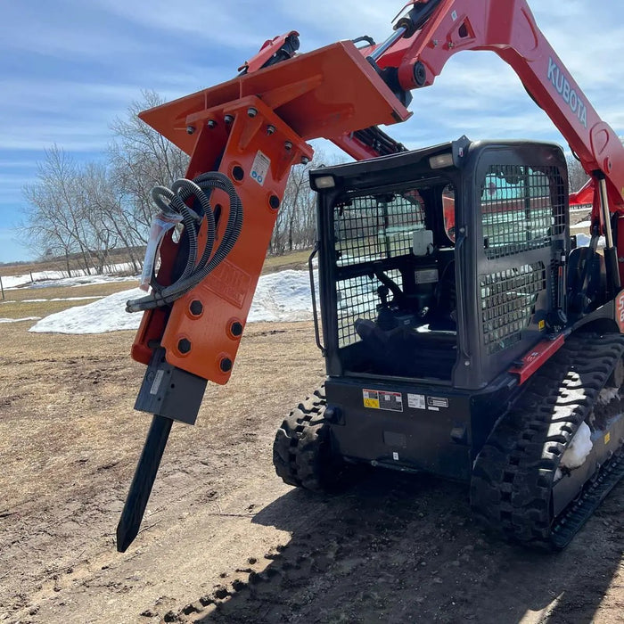TMG Industrial 45-100 HP Skid Steer Hydraulic Breaker, 3” Moil Point Chisel, 785 J Impact Energy, Universal Mount, TMG-HB90S