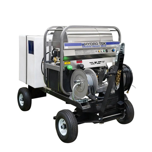 HYDRO TEK Nilfisk 3000 PSI 4.8 GPM Hot Water Pressure Washer, ATV Tow & Stow Cart + Tank Skid Package, Vanguard Engine, MADE IN USA, Mfr Model # (SS30005VS, T185TW, TSKDT)