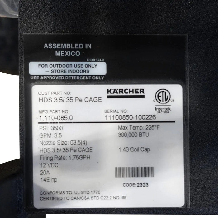Kärcher Professional 3500 PSI GPM Hot Water Pressure Washer, Vanguard ® Engine, 12V Wayne Burner, Mfr Model # HDS 3.5/35 PE/V