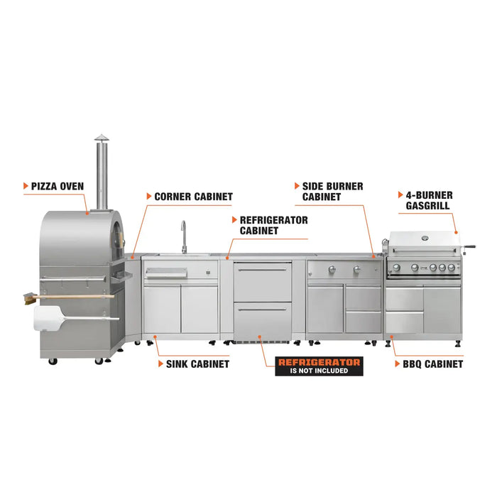 Outdoor Kitchen Cabinet Set – 7-Piece Stainless Steel Cooking Station, LPG/Propane TMG-LKS12 - TMG Industrial