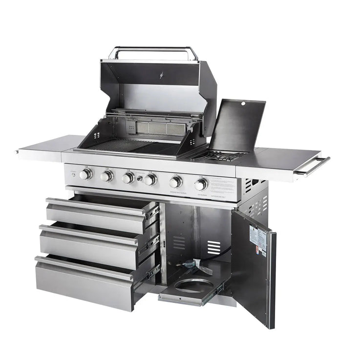 Outdoor Gas Grill, 3 Cooking Grids, Warming Rack, Spacious Cooking Area, 4 Main Burners, CSA Certified, TMG-LKS06