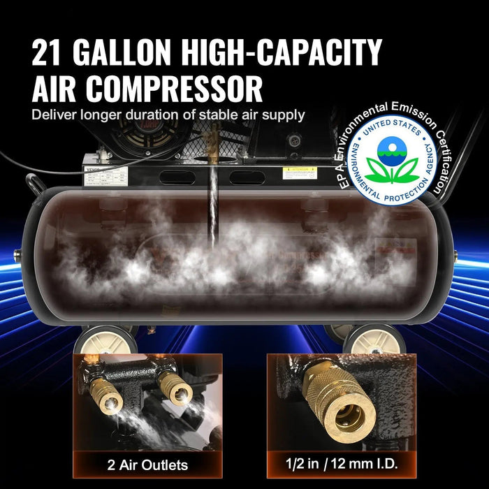 21 Gallon Tank Gas Air Compressor, 7HP, Portable Heavy-Duty Design, DOBA-AC21G