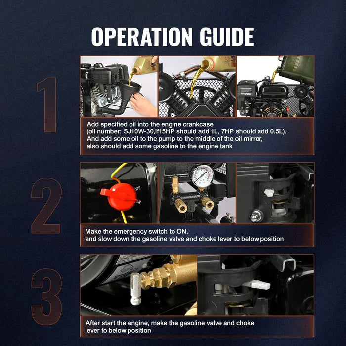 21 Gallon Tank Gas Air Compressor, 7HP, Portable Heavy-Duty Design, DOBA-AC21G