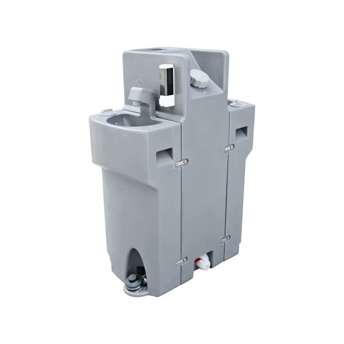 TMG-FMW20 Portable Handwash Station with dual 17 Gallon fresh water tanks and a 35 Gallon waste tank, designed for 2-person use in high-traffic environments, offering convenience, hygiene, and easy transport.