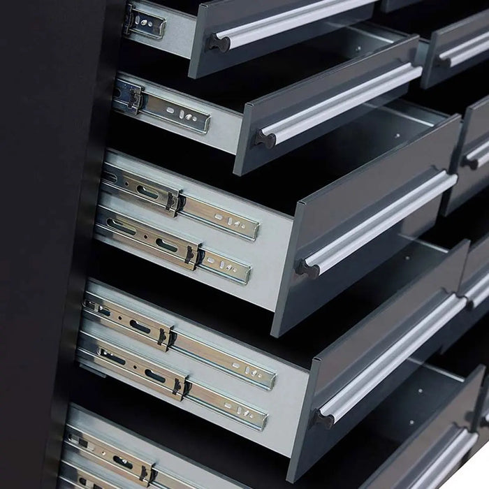 Pro Series 7-Ft 17-Drawer Workbench with Stainless Steel Top, Ball Bearing Double Slides & Casters, TMG-WB717