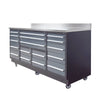 Pro Series 7-Ft 17-Drawer Workbench with Stainless Steel Top, Ball Bearing Double Slides & Casters TMG-WB717
