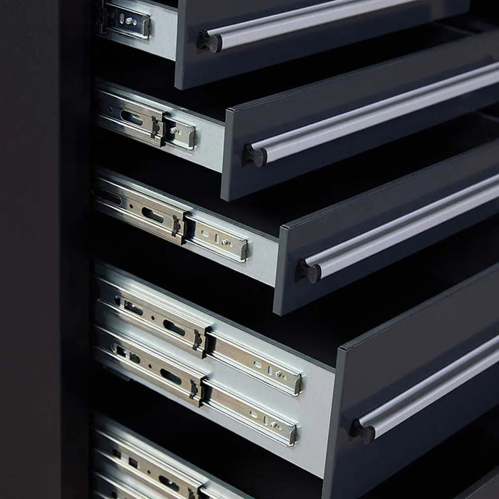 Pro Series 7-Ft 24-Drawer Workbench with Stainless Steel Top, Ball Bearing Double Slides & Casters, TMG-WB724