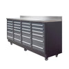 Pro Series 7-Ft 24-Drawer Workbench with Stainless Steel Top, Ball Bearing Double Slides & Casters TMG-WB724