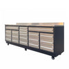 Pro Series 9' 20 Drawer Stainless Steel Workbench, Ball Bearing Double Slides & Casters TMG-WB921S (Previously TMG-WB21DS)