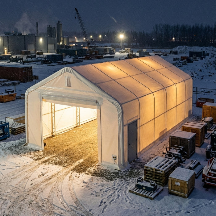 Pro Series 20' x 40' Dual Truss Storage Shelter with Heavy Duty 17 oz PVC Cover & Drive Through Doors TMG-DT2041-PRO TMG Industrial