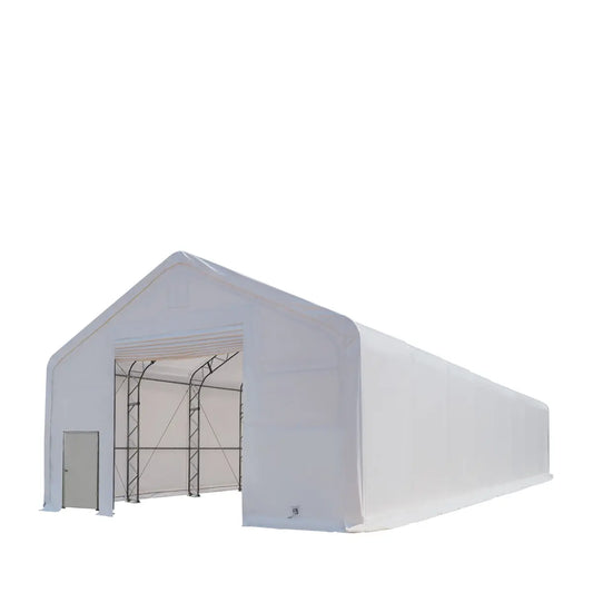 30' x 80' Dual Truss Storage Shelter with Heavy Duty 17 oz PVC Cover & Drive Through Doors, TMG-DT3082 (Previously TMG-DT3081) - TMG Industrial